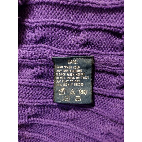Ralph Lauren 100% Cotton Purple Cable Knit Sweater Size L Green Pony Logo - Picture 12 of 12